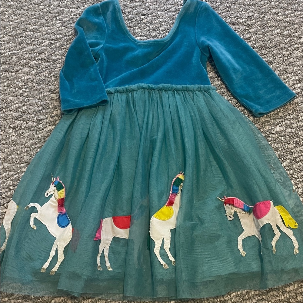Mini Boden Velour Tulle Appliqué Dress